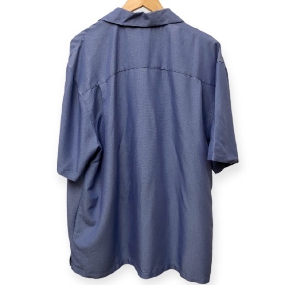 Joe Marlin XL Aloha Mens Hawaiian Shirt Blue Embroidered Palm Trees Coconut - Picture 2 of 9